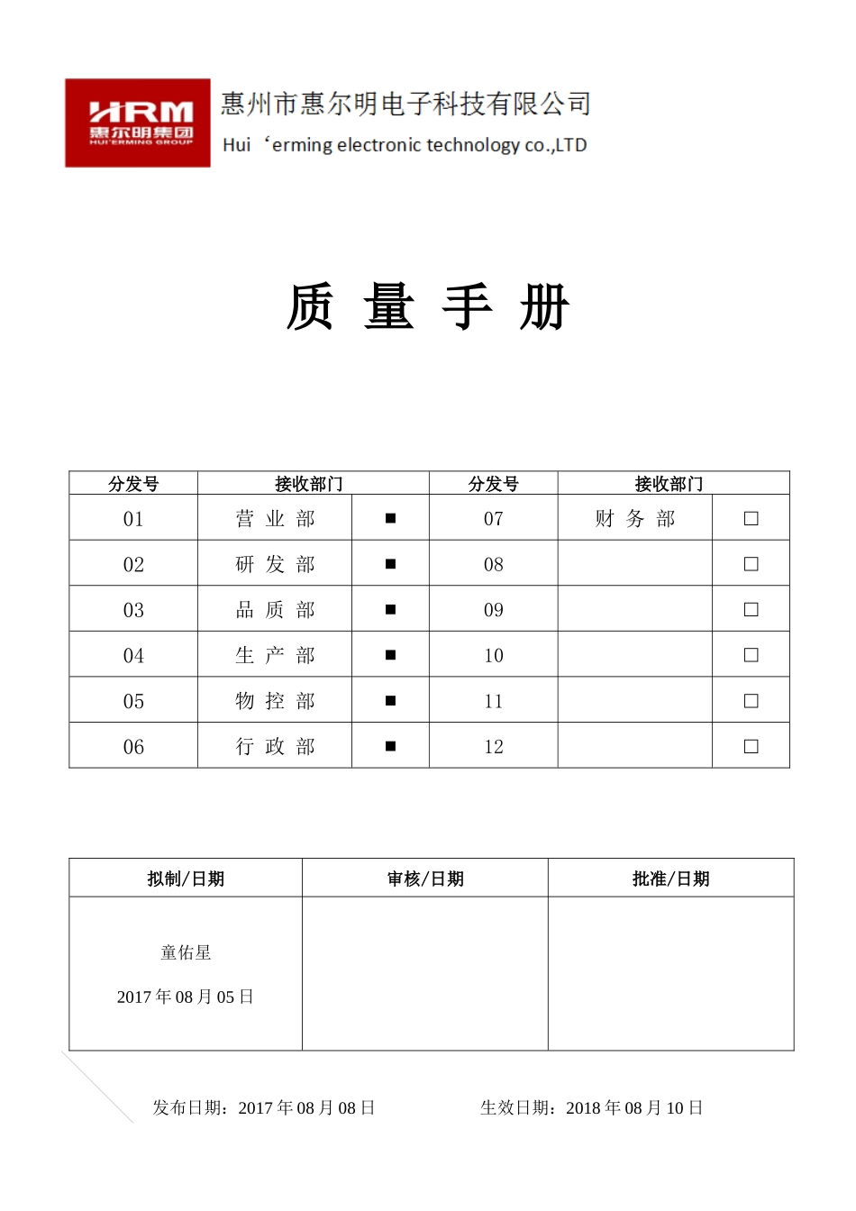 HRM-QM-01质量手册_第1页