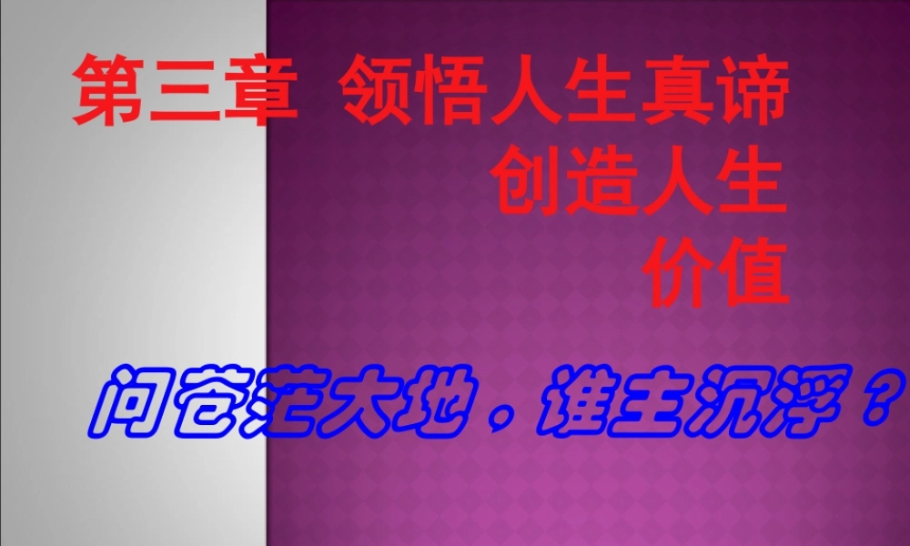 XXXX版第三章领悟人生真谛创造人生价值
