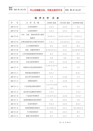 ISO9001、ISO14001、QC080000质量体系程序文件大全