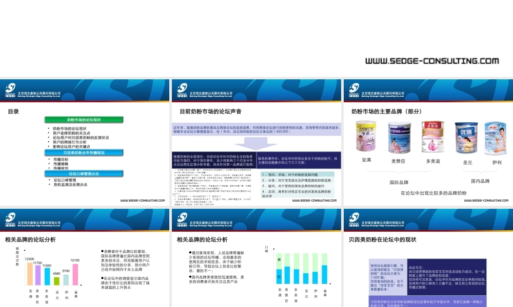 XXXX贝因美年度网络传播策划方案