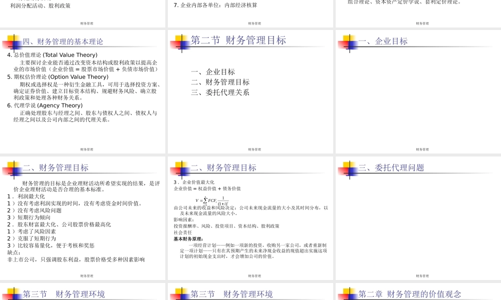 XXXX财务管理内容目标环境