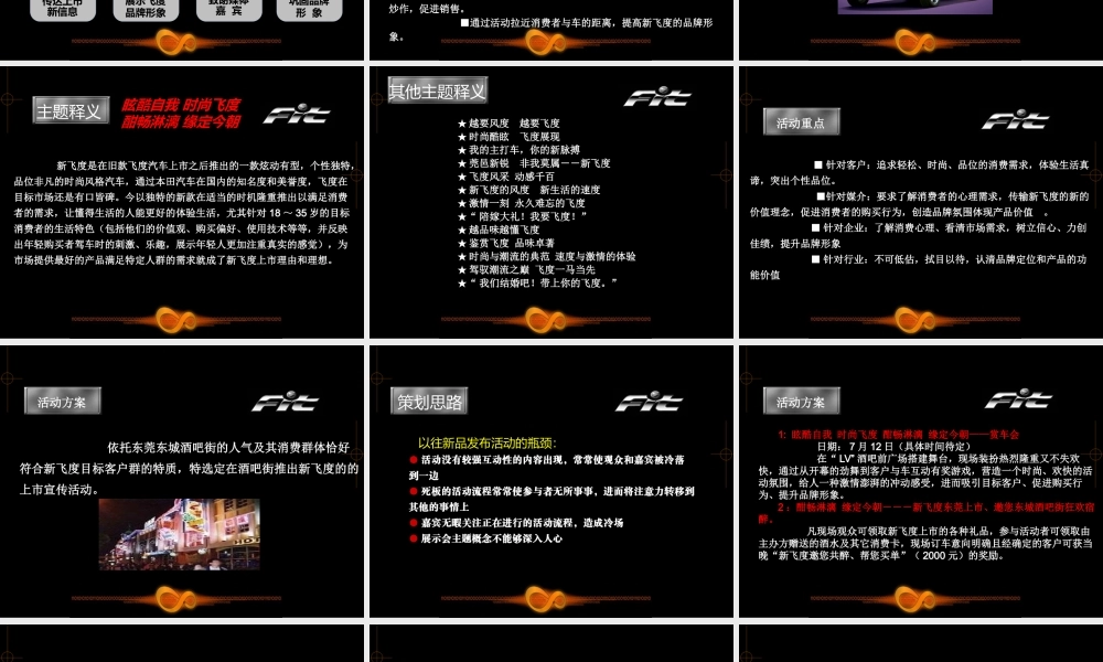 《广州本田新飞度汽车上市策划方案》扬子广告公司(PPT47页)