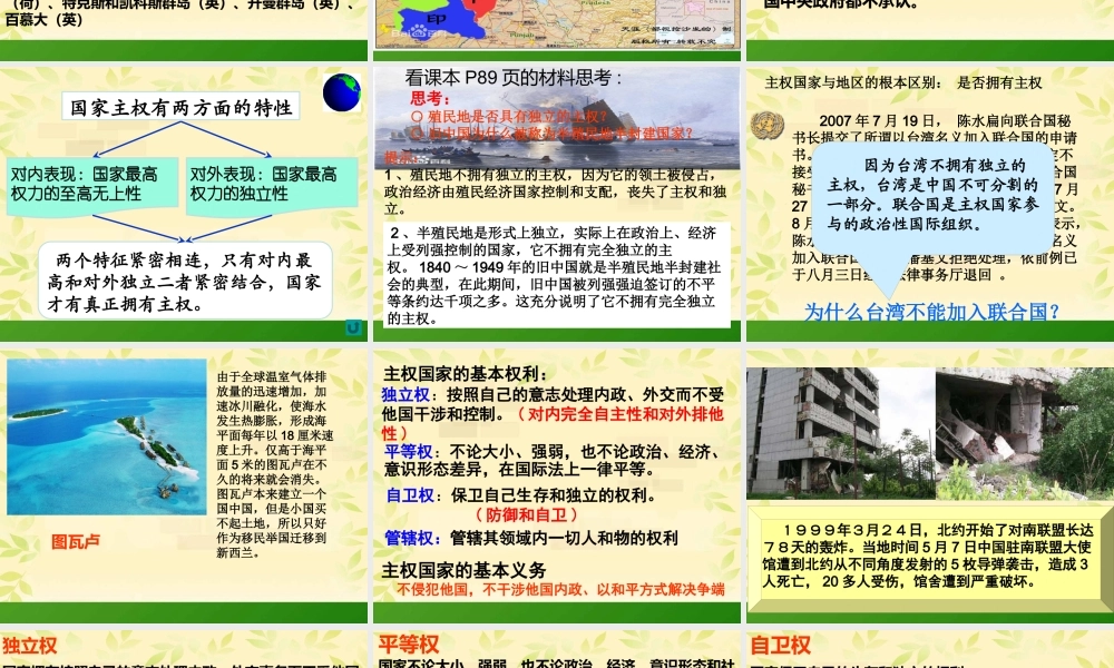 《国际社会的主要成员主权国家和国际组织》