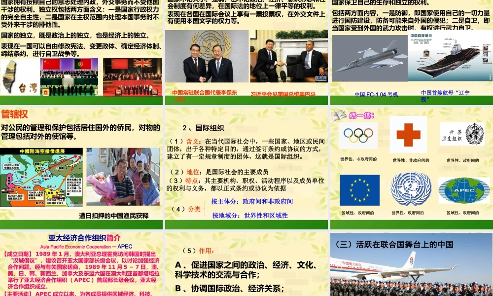 《国际社会的主要成员主权国家和国际组织》