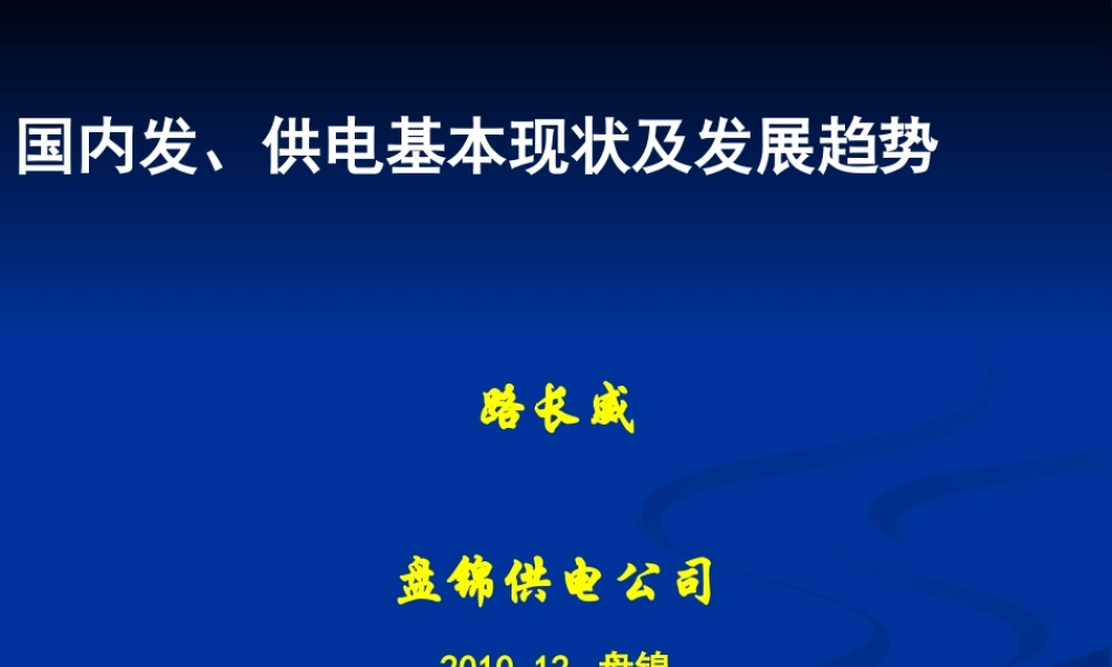 《国内发、供电系统现状及发展趋势》讲义(路长威XXXX