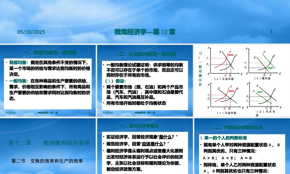 一般均衡和经济效率概述