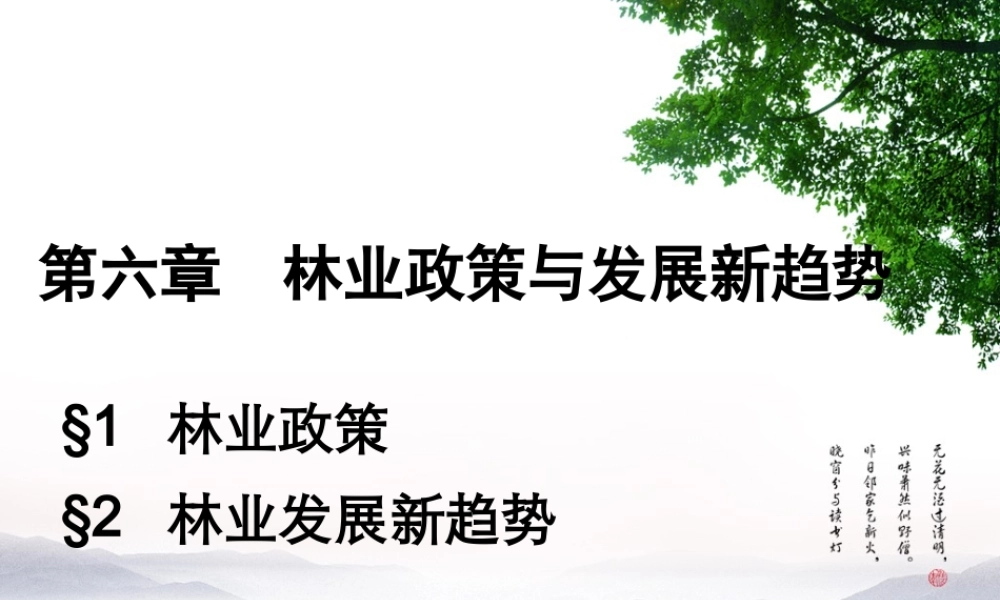 XXXX第六章林业政策和林业发展新趋势