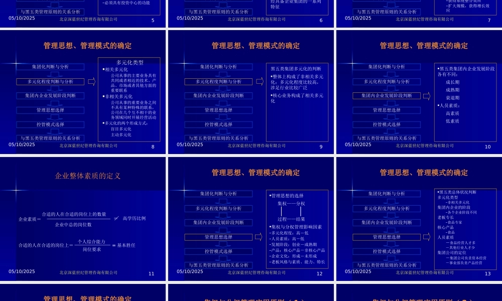 《黑五类(黑芝麻糊)食品集团公司管理组织咨询策划方案》(PPT 47页)