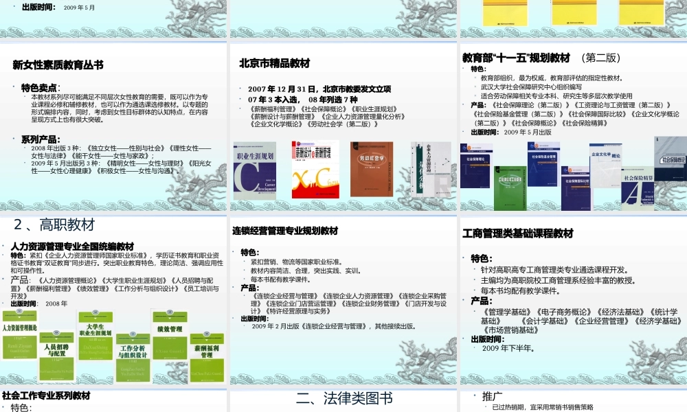 一编室09年重点产品介绍