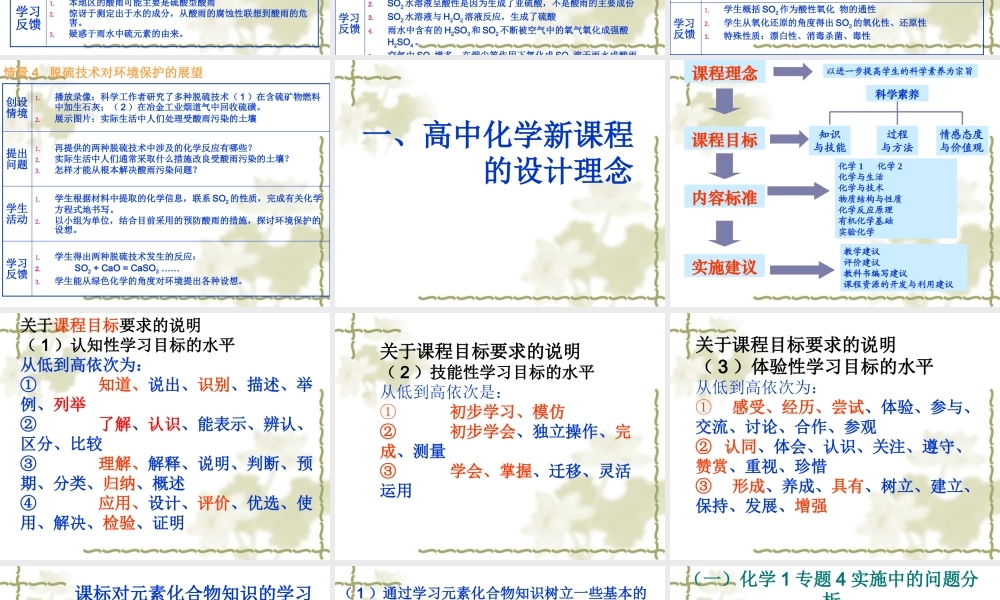 《化学1专题4》解读（硫、氮与可持续发展）