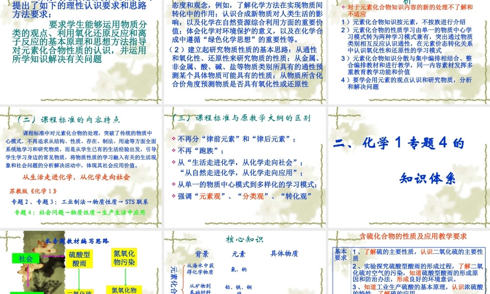 《化学1专题4》解读（硫、氮与可持续发展）