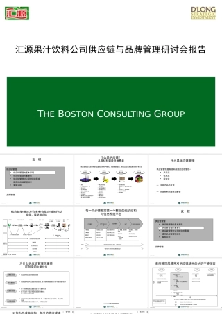 《汇源果汁饮料公司供应链与品牌管理研讨会报告》
