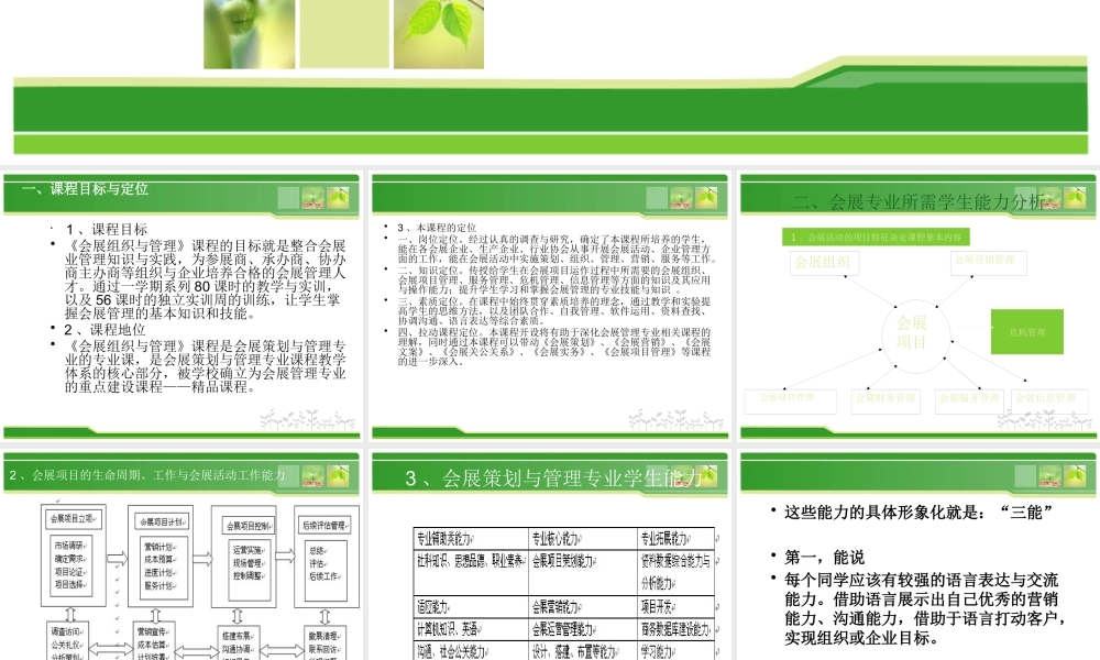 《会展组织与管理》课程设计ppt-福建商业高等专科学校－
