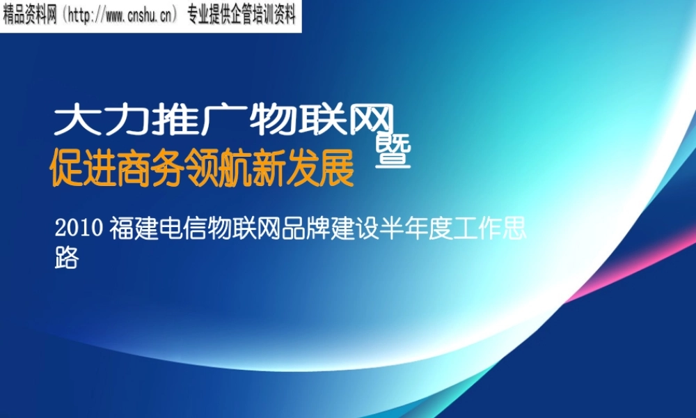 XXXX福建电信物联网品牌建设半年度工作思路