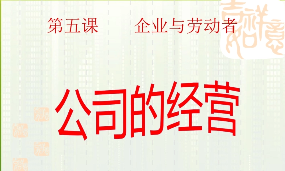 XXXX高中政治公司的经营课件新人教版必修1
