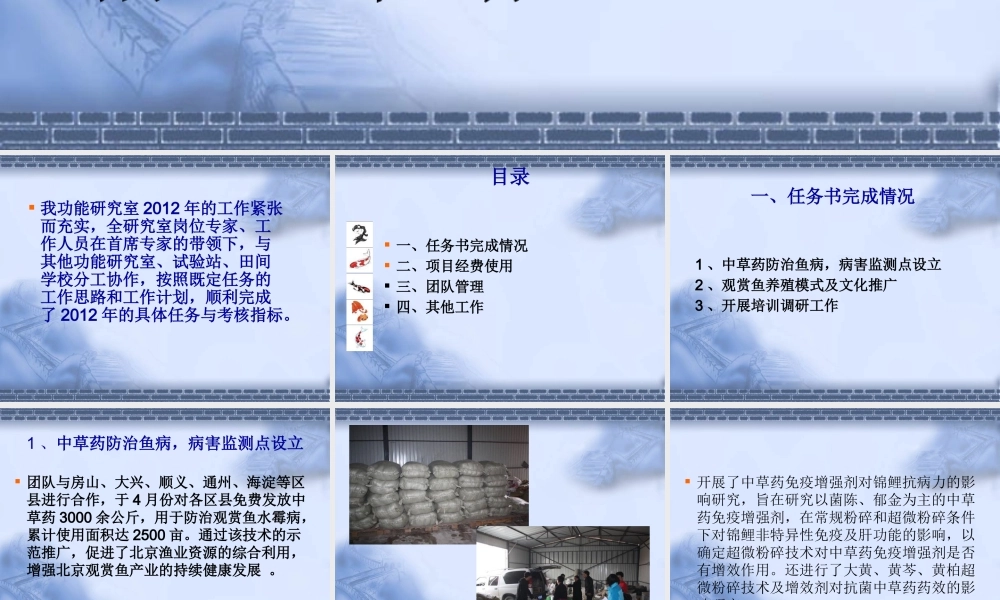 XXXX观赏鱼产业技术体系北京市创新团队养殖与病害研究