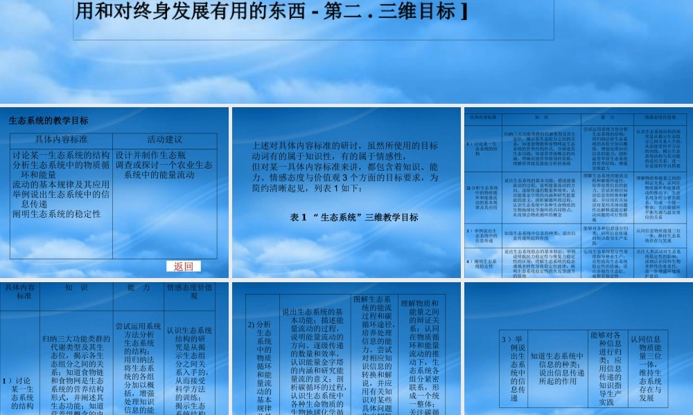 一高中课程改革的目标和学科教学目标的关系