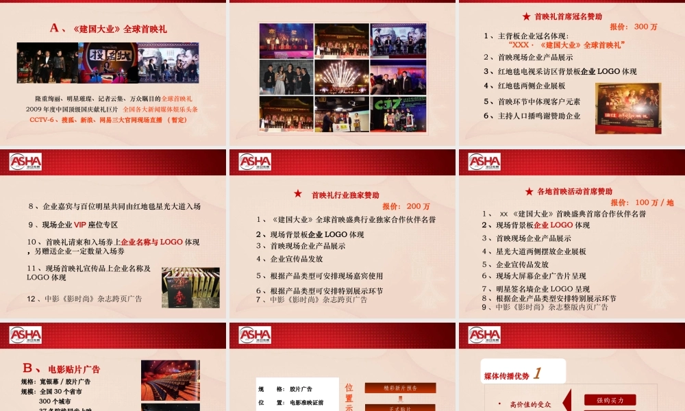 《建国大业》商务合作管理方案