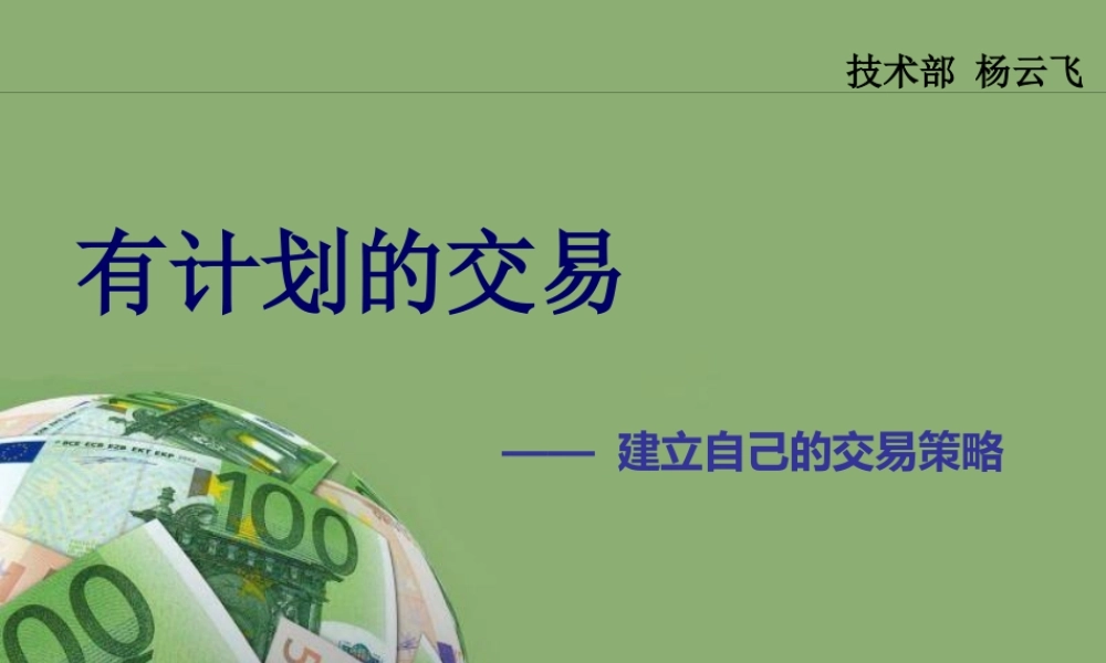 《建立自己的交易策略》