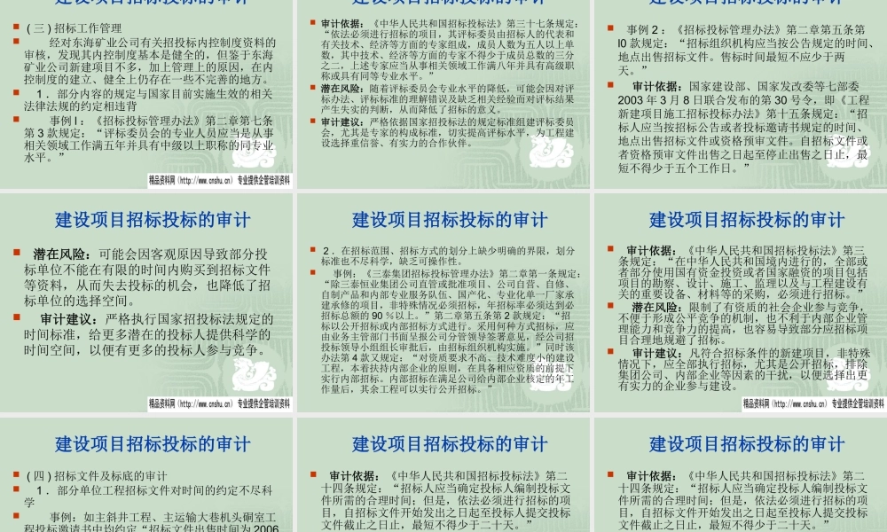 《建设项目招标投标的审计
