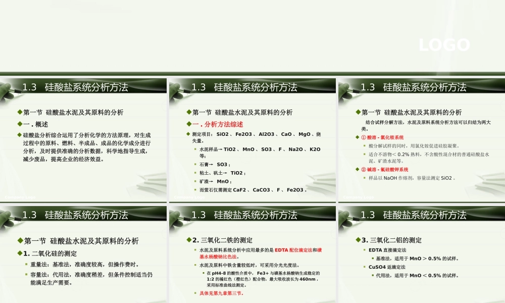XXXX硅酸盐分析与检验-控制分析流程