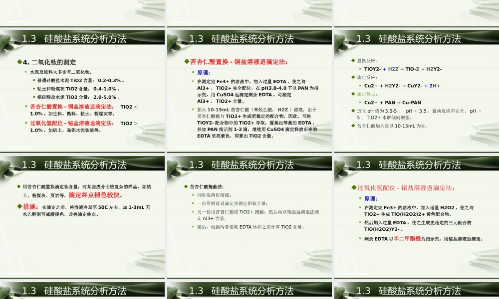 XXXX硅酸盐分析与检验-控制分析流程