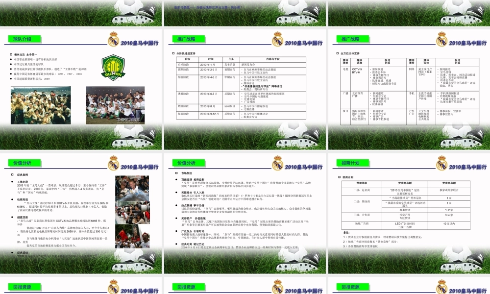 XXXX皇马中国行招商方案(ppt 40) 