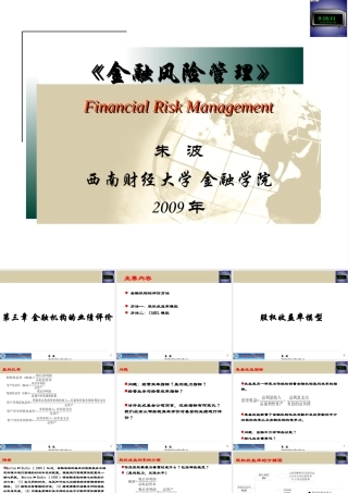 《金融风险管理》第3章金融机构的业绩评价