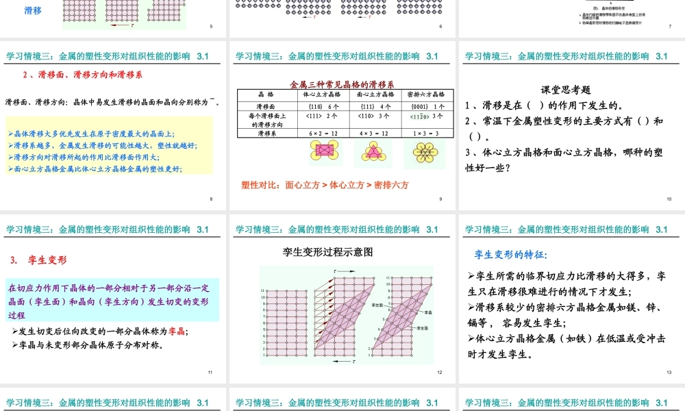 《金属材料与热处理》第三章金属的塑性变形对组织性能