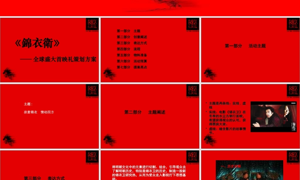 《锦衣卫》全球首映礼策划方案