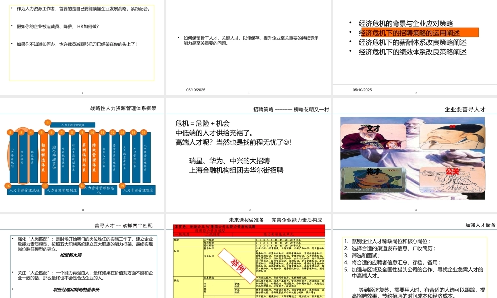 《经济危机下人力资源应对策略》培训讲解