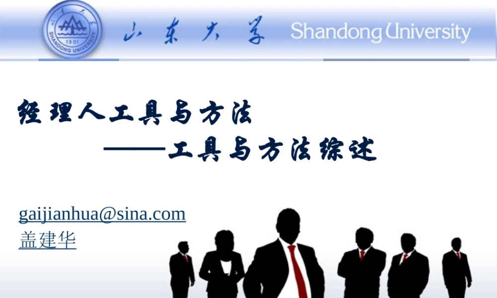 《经理人工具与方法》XXXX_工具与方法综述