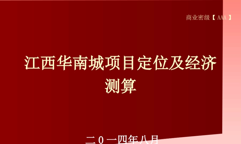 XXXX江西华南城项目定位及经济测算