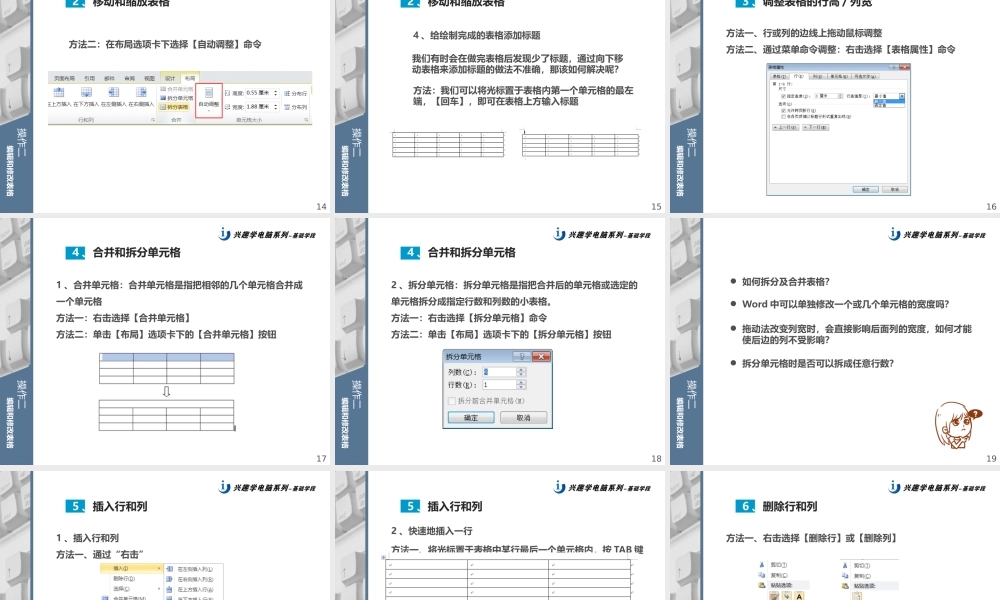 XXXX教程_上册_项目三_Word之表格制作与打印_下