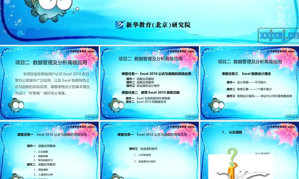 XXXX教程下册项目二表格处理及数据分析高级应用