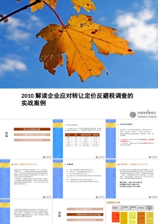 XXXX解读企业应对转让定价反避税调查的实战案例