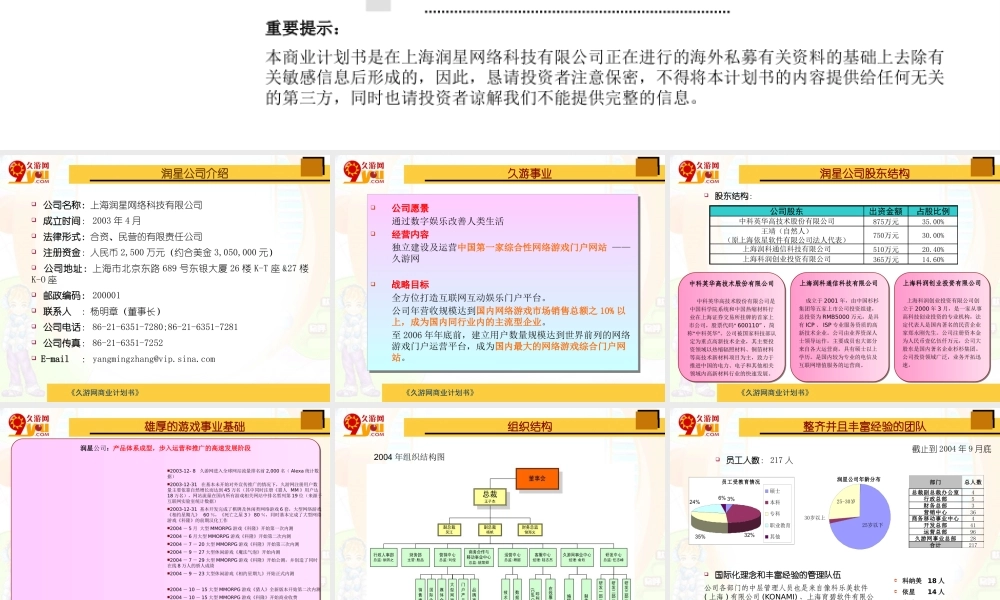 《久游网商业计划书》