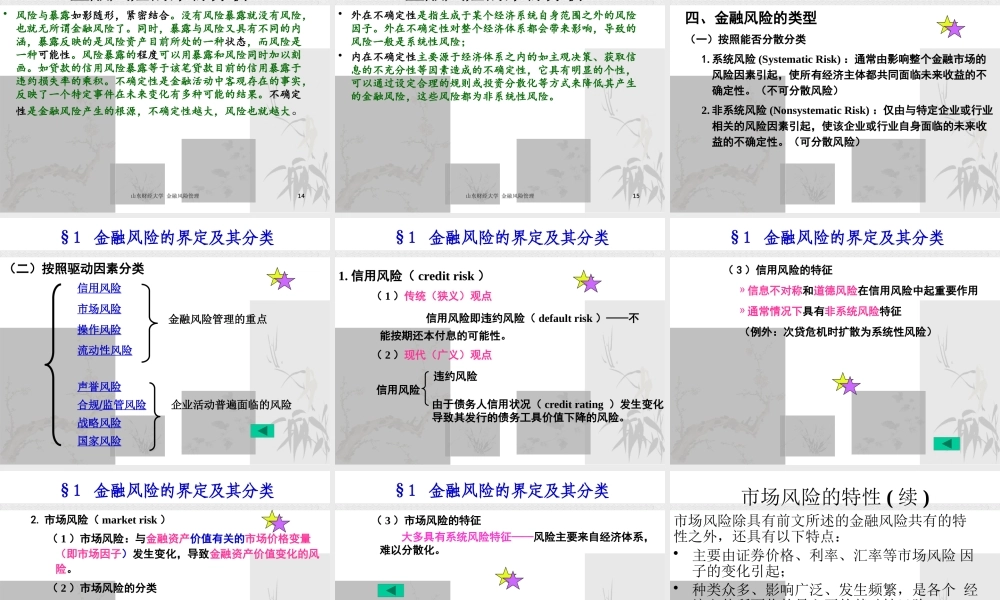 XXXX金融风险管理1--金融风险管理概述