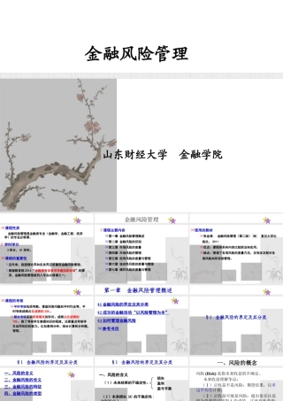 XXXX金融风险管理1--金融风险管理概述