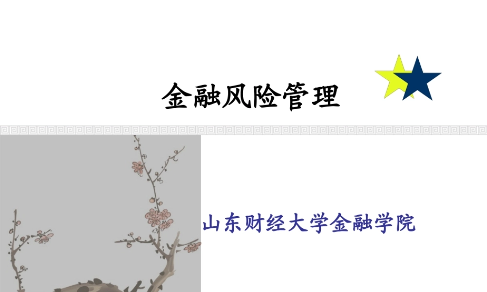 XXXX金融风险管理3--市场风险的度量