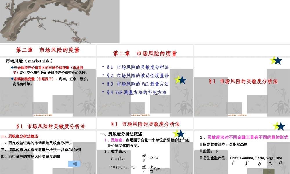 XXXX金融风险管理3--市场风险的度量