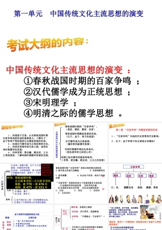 一轮必修3第1课百家争鸣和儒家思想的形成