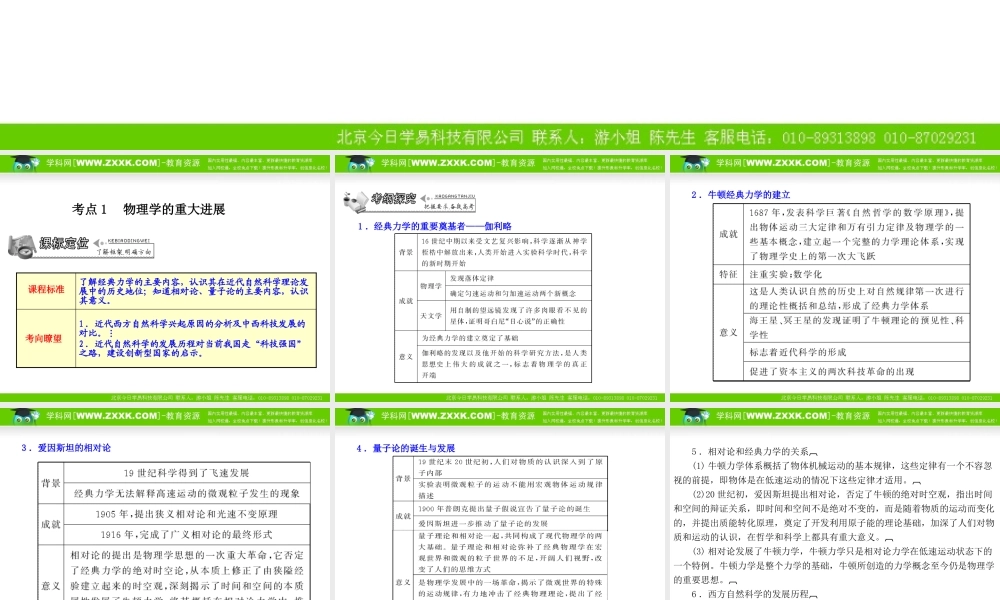 一轮复习(同步教学课件)第20单元 近代以来世界的科学发展历程