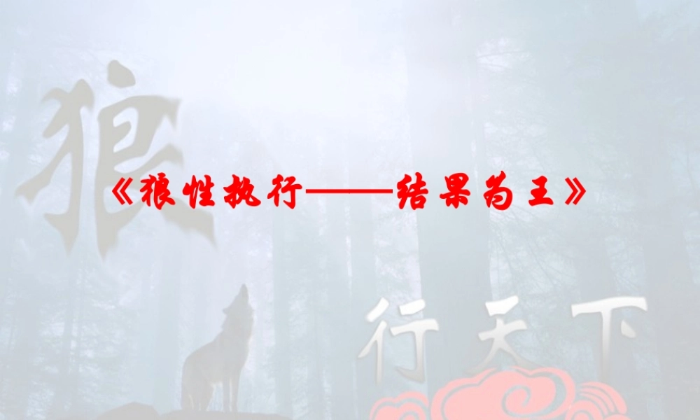 《狼性执行——结果为王》