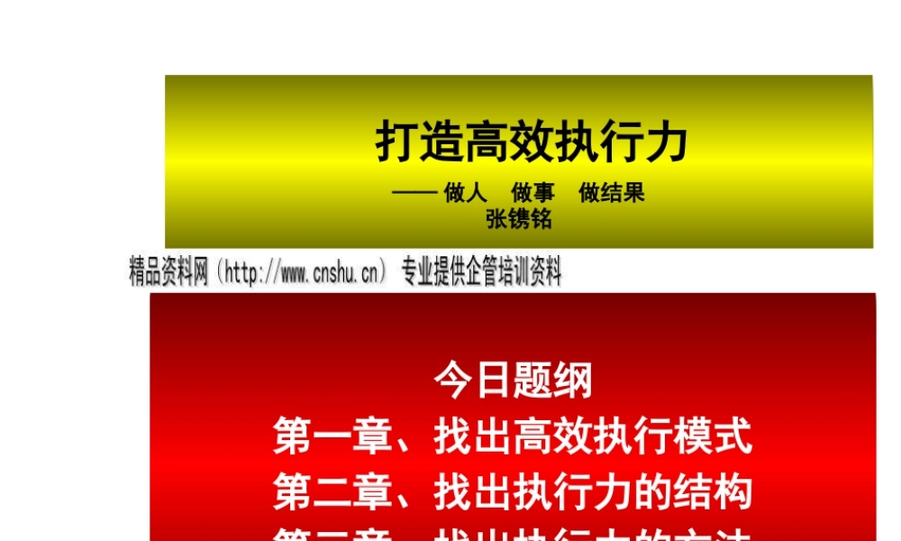 一起找出卓越执行模式