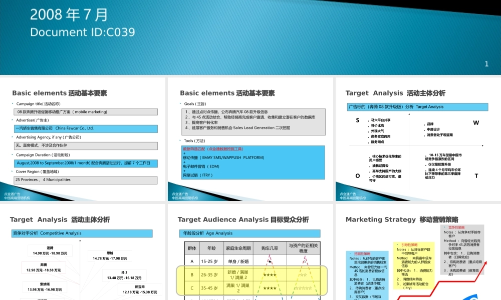 一汽奔腾轿车08款升级版上市活动移动推广方案