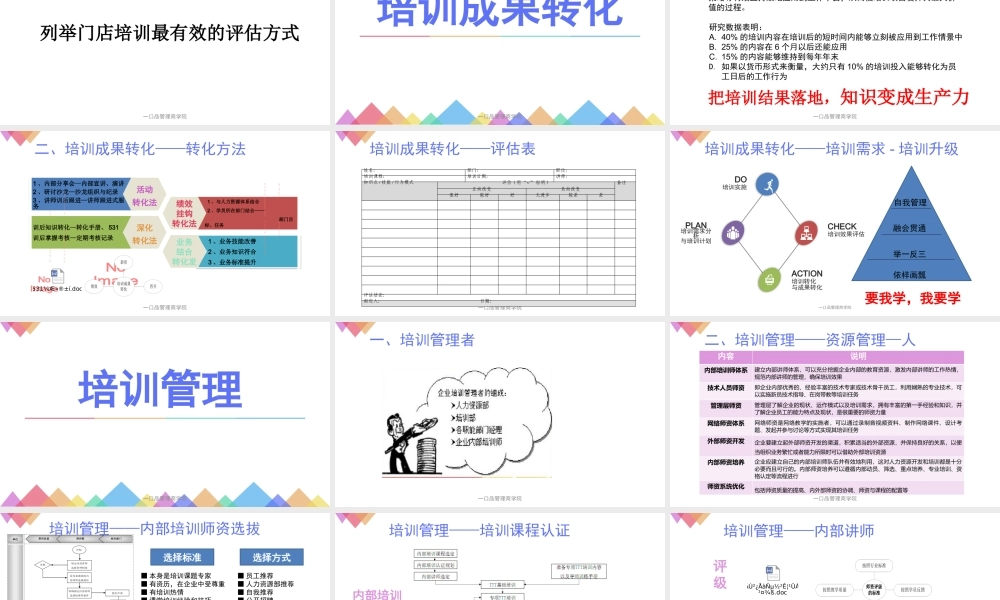《连锁培训体系建设—连锁培训落地转化》-陈丹-副本