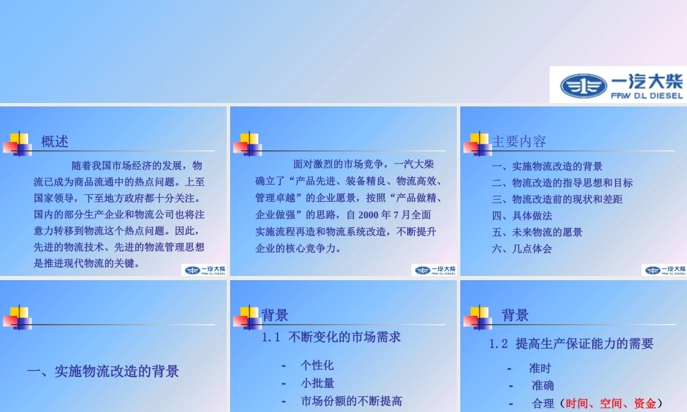 一汽大柴物流现状与发展
