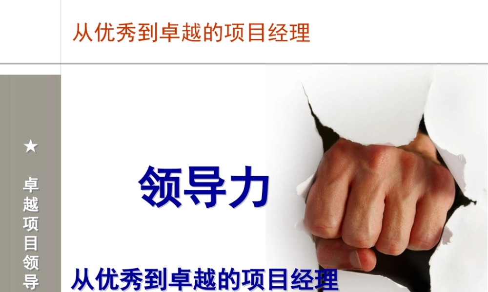 《领导力从优秀到卓越的项目经理》