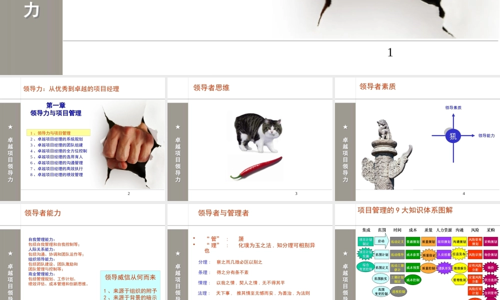 《领导力从优秀到卓越的项目经理》